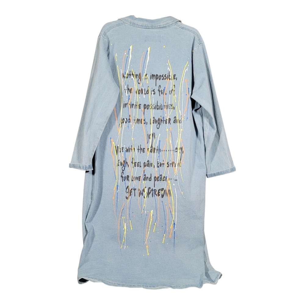 NWT Spoon Jeans Be Inspired Midi Denim Trench Paint Splatter Streetwear 1X - Picture 7 of 12